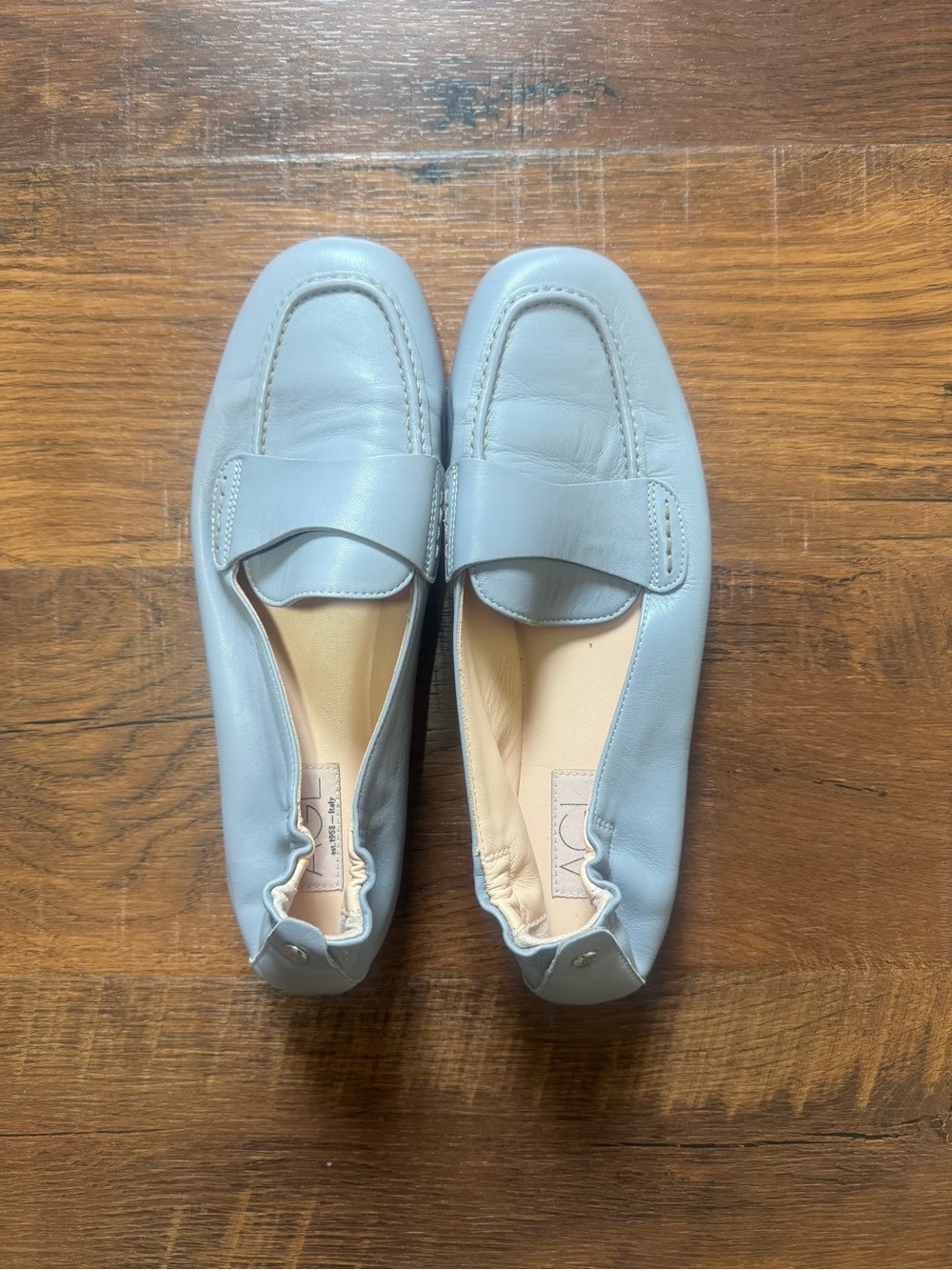 AGL Mara Menthe- Ecru Leather Flat Loafers